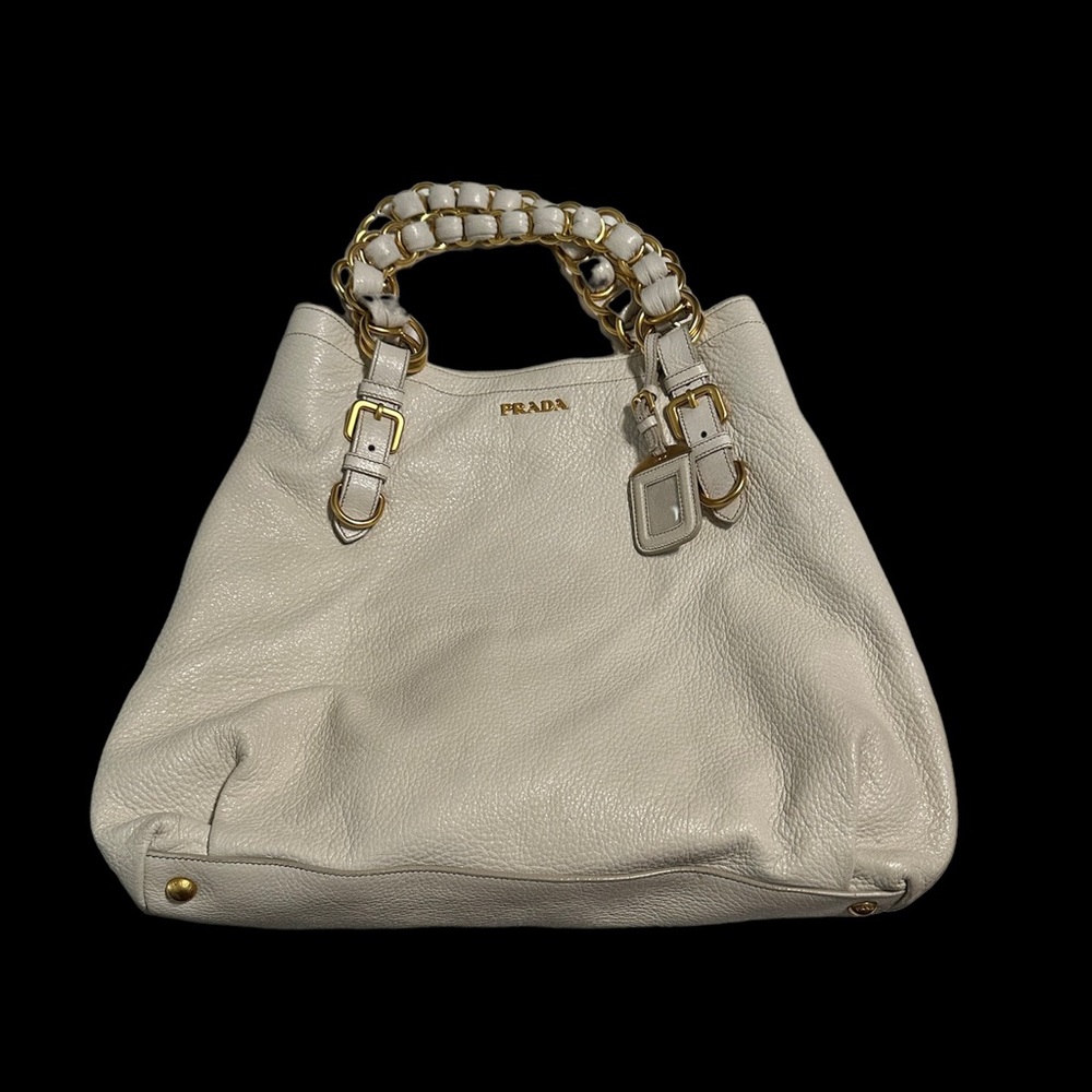 Prada cream bag with gold details